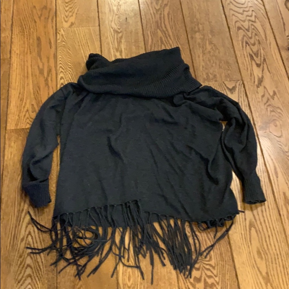Gray fringe sweater
